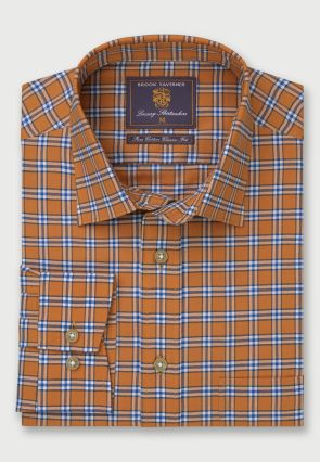 Regular Fit Gold Check Oxford Cotton Shirt
