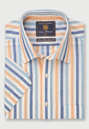 Regular Fit Short Sleeve Linen Cotton Shirt