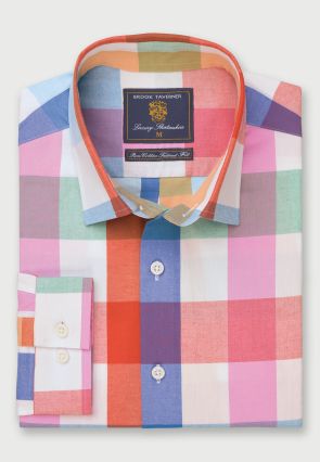 Tailored Fit Blue, Turquoise, Aqua, Rose, White and Apricot Seasonal Colours Cotton Shirt