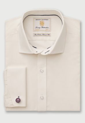 Tailored Fit Cream Double Cuff Shirt