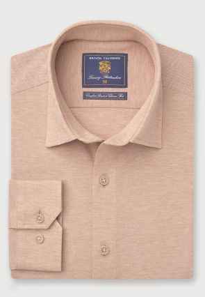 Tailored Fit Biscuit Knitted Cotton Shirt