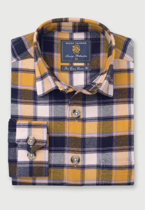 Mustard Check Brushed Cotton Overshirt