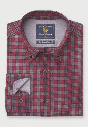 Regular Fit Wine Melange Check Shirt