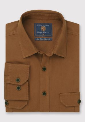 Regular Fit Caramel Cotton Moleskin Shirt