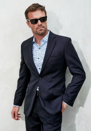Tailored Fit Dawlish Navy Birdseye Wool Suit Jacket