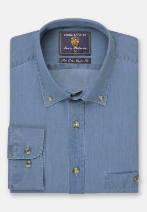 Regular Fit Light Blue Chambray Cotton Shirt