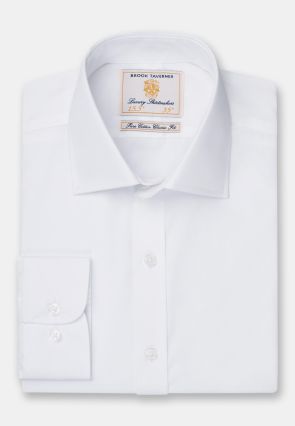 Regular Fit Single Cuff White Poplin Cotton Shirt