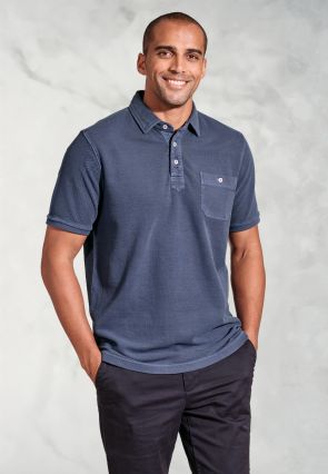 Agassi Navy Garment Washed Pure Cotton Pique Polo Shirt