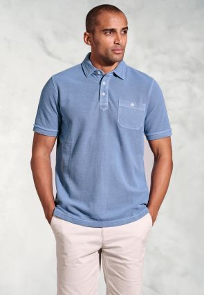 Agassi Blue Garment Washed Pure Cotton Pique Polo Shirt