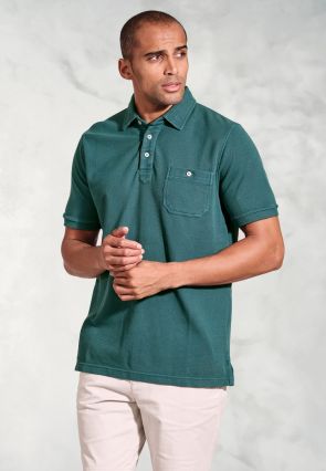 Agassi Teal Garment Washed Pure Cotton Pique Polo Shirt