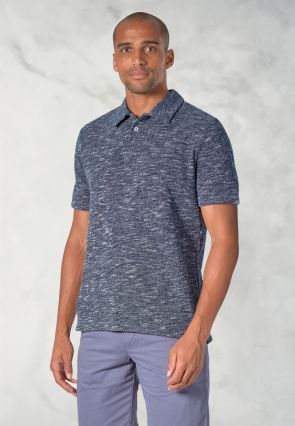 Alcaraz Cotton Rich Navy Knitted Melange Polo Shirt