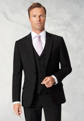 Tailored Fit Avalino Black Suit - Vest Optional