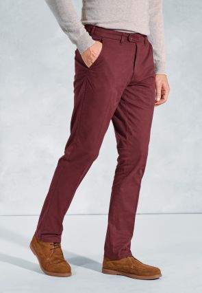 Tailored Fit Ben Wine Cotton Stretch Chinos