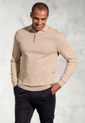 Bennett Stone Pure Cotton Long Sleeve Polo Shirt