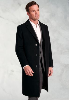 Bond Black Wool Cashmere Overcoat