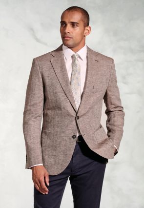 Tailored Fit Brando Chestnut Herringbone Linen Blend Jacket