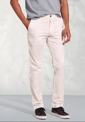 Tailored Fit Broderick White Garment Dyed Casual Pants