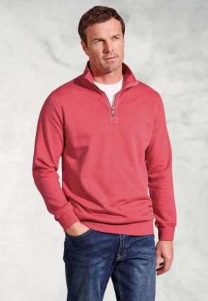 Brolin Red Garment Dyed Zip Neck Sweatshirt