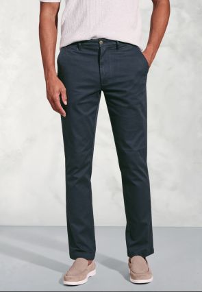Regular Fit Brosnan Navy Textured Cotton Stretch Chinos