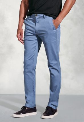 Tailored Fit Brosnan Blue Textured Cotton Stretch Chinos