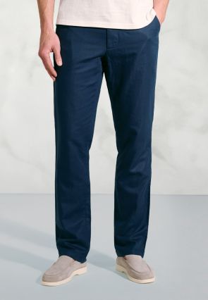 Regular Fit Caine Blue Linen Cotton Pants