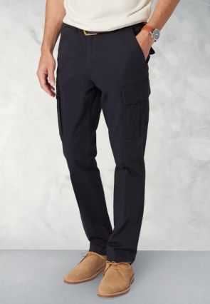 Tailored Fit Carlos Navy Cotton Stretch Cargo Pants