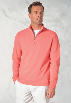 Cash Pure Cotton Coral Zip Neck Sweatshirt