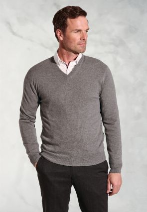 Taupe Cashmere V-Neck Jumper