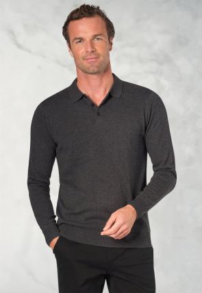 Casper Charcoal Long Sleeve Polo Shirt