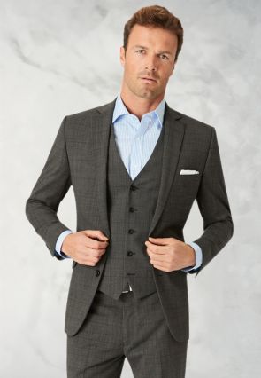 Tailored Fit Cassino Grey Check Washable Suit - Waistcoat Optional