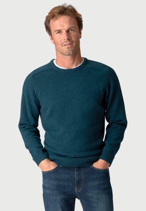 Charlbury Teal Lambswool Crew Neck Jumper