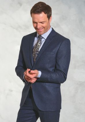 Tailored Fit Clifford Navy Donegal Wool Suit - Vest Optional