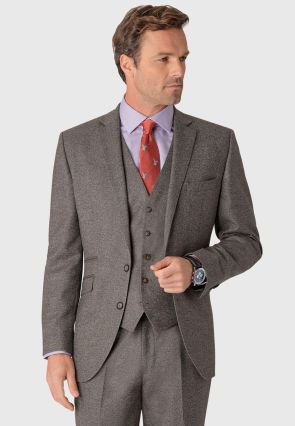 Tailored Fit Clifford Grey Donegal Wool Suit - Vest Optional