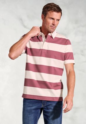 Clooney Pink Hooped Short Sleeve Rugby Shirt