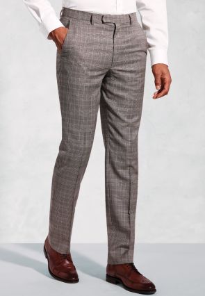 Tailored Fit Coltrane Chestnut Brown POW Check British Pure New Wool Suit Pants