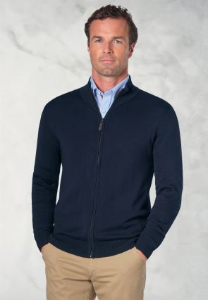 Columbus Navy Zip Through Cardigan