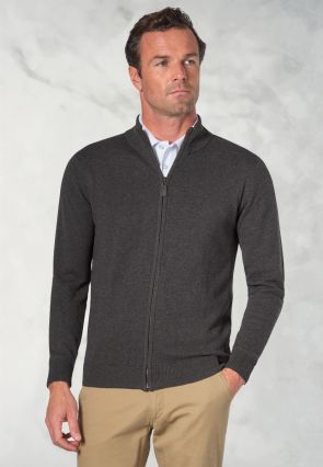 Columbus Charcoal Zip Through Cardigan