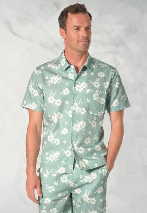 Connors Seagrass Cotton Linen Floral Shirt