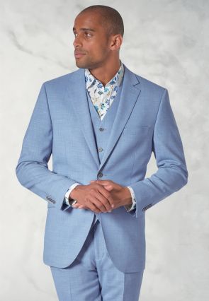 Tailored Fit Constable Blue Linen Blend Suit Jacket