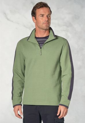 Cork Apple Cotton-Rich Zip Neck Sweatshirt