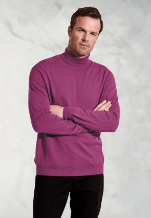 Cornwall Plum Cotton Merino Roll Neck Jumper