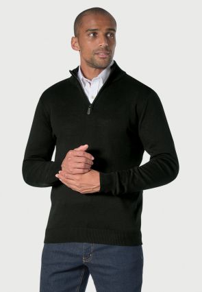 Dallas Black Zip Neck Jumper