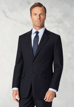 Tailored Fit Dawlish Navy Herringbone Wool Suit