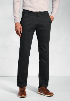 Regular Fit Denver Black Cotton Stretch Chinos