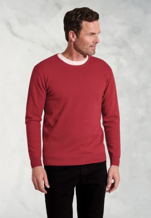 Devon Claret Cotton Merino Crew Neck Jumper
