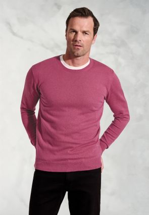 Devon Raspberry Cotton Merino Crew Neck Jumper