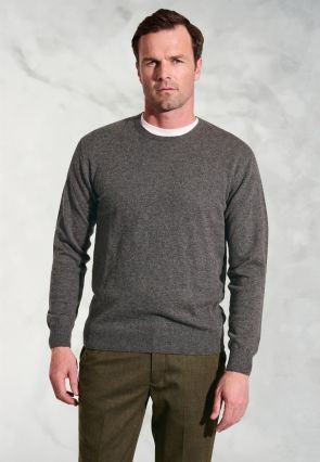Devon Charcoal Cotton Merino Crew Neck Jumper