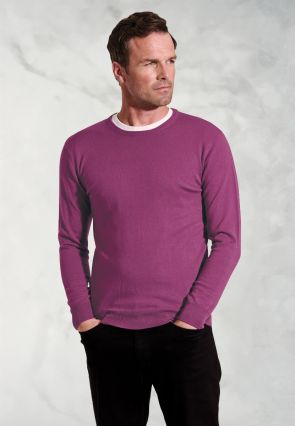 Devon Plum Cotton Merino Crew Neck Jumper