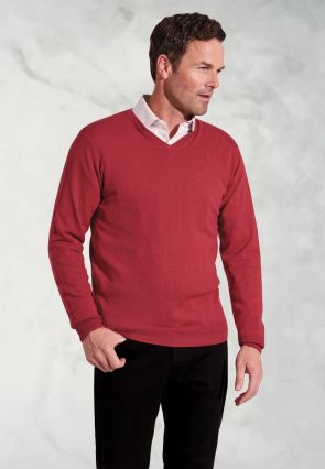 Dorset Claret Cotton Merino V-Neck Jumper