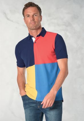Drysdale Pure Cotton Harlequin Pique Polo Shirt
